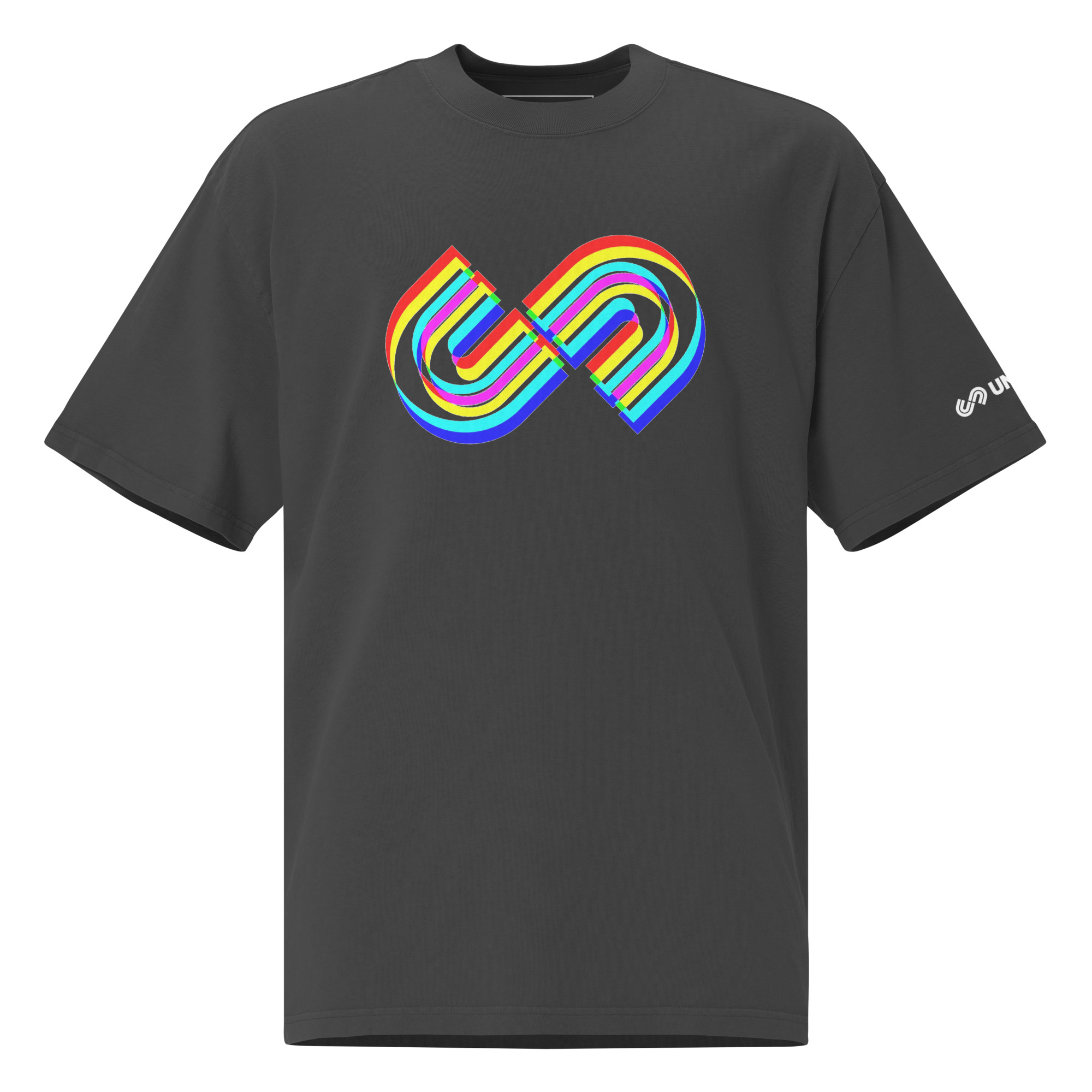 Oversized T-shirt - Univack Glitch Logo (Faded Black)