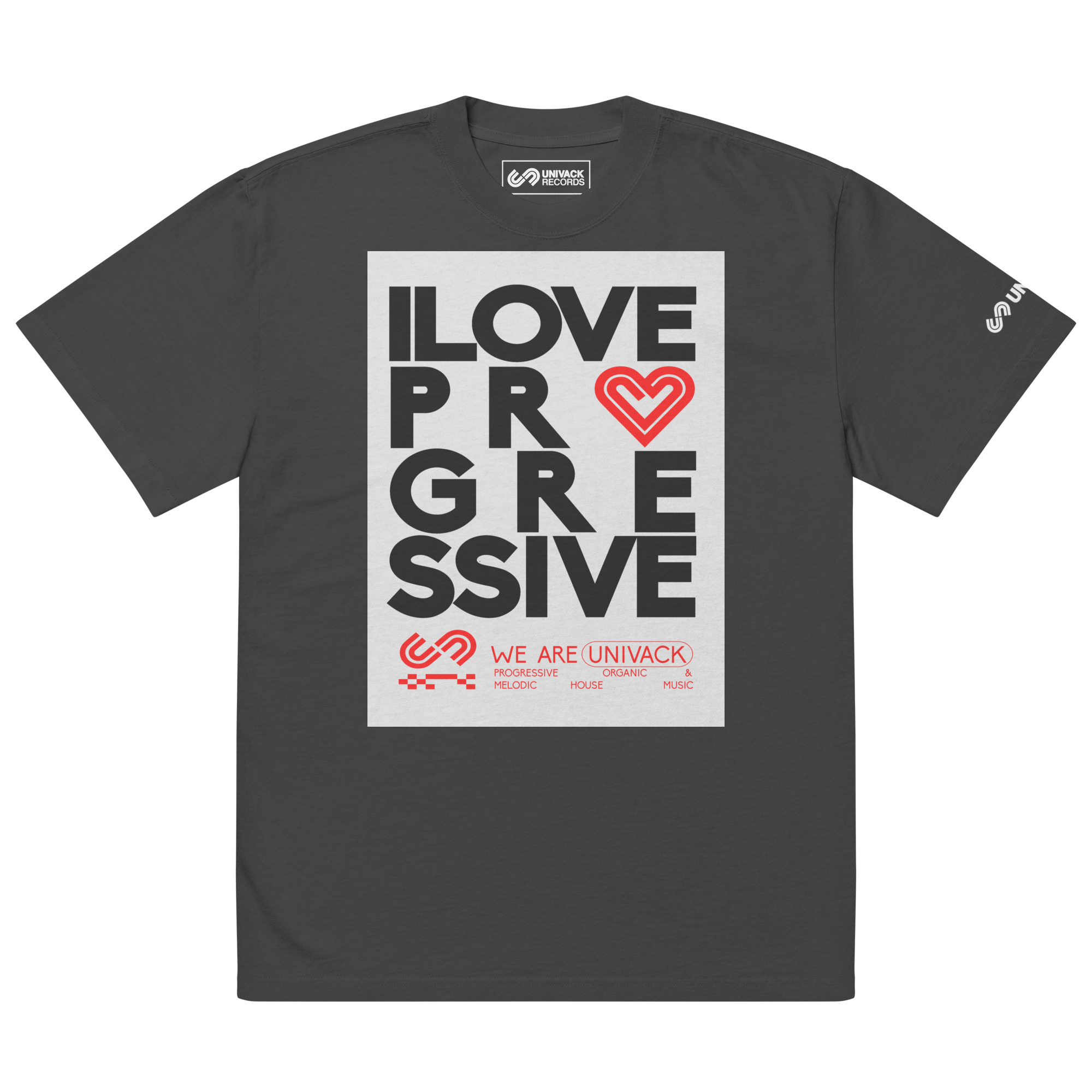 Oversized T-shirt - Univack Box 'I Love Progressive' (Faded Multiple Colors)