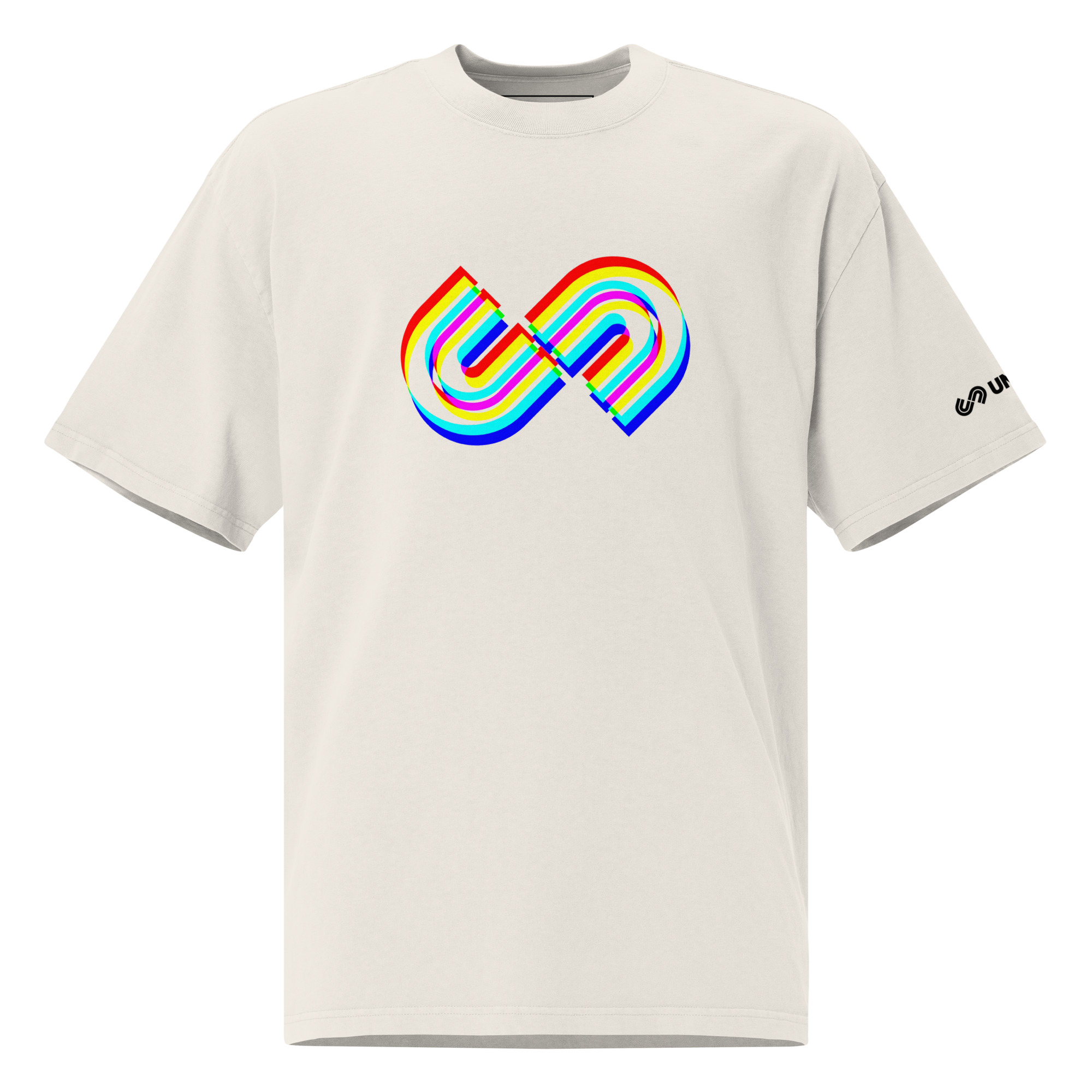 Oversized T-shirt - Univack Glitch Logo (Faded Bone)