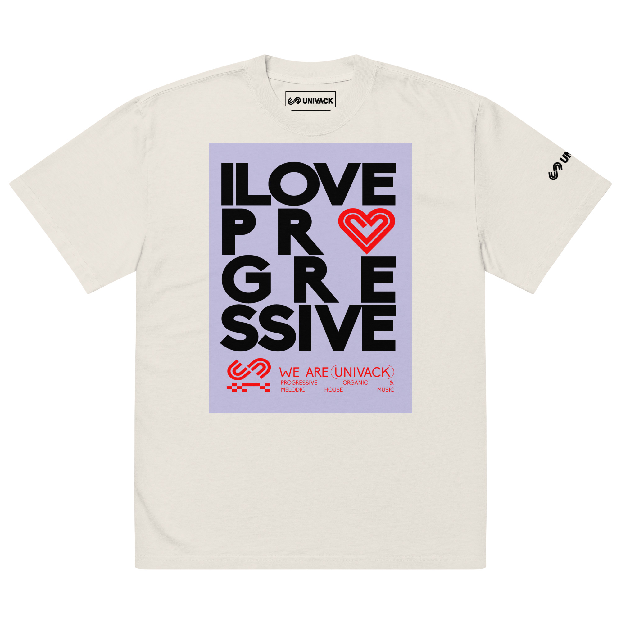 Oversized T-shirt - Univack 'I Love Progressive' (Faded Bone & Melrose Box)
